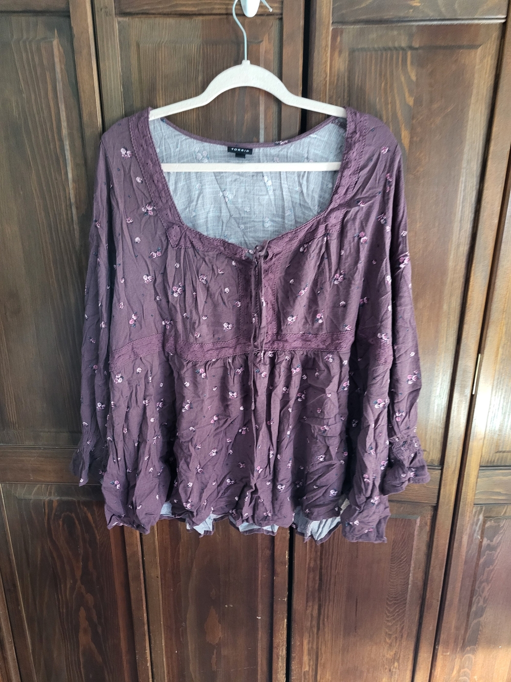 torrid Plum Embroidered Peasant Tunic Top